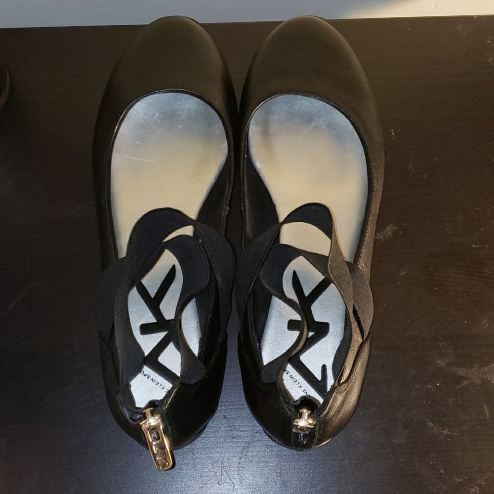 Black leather flats